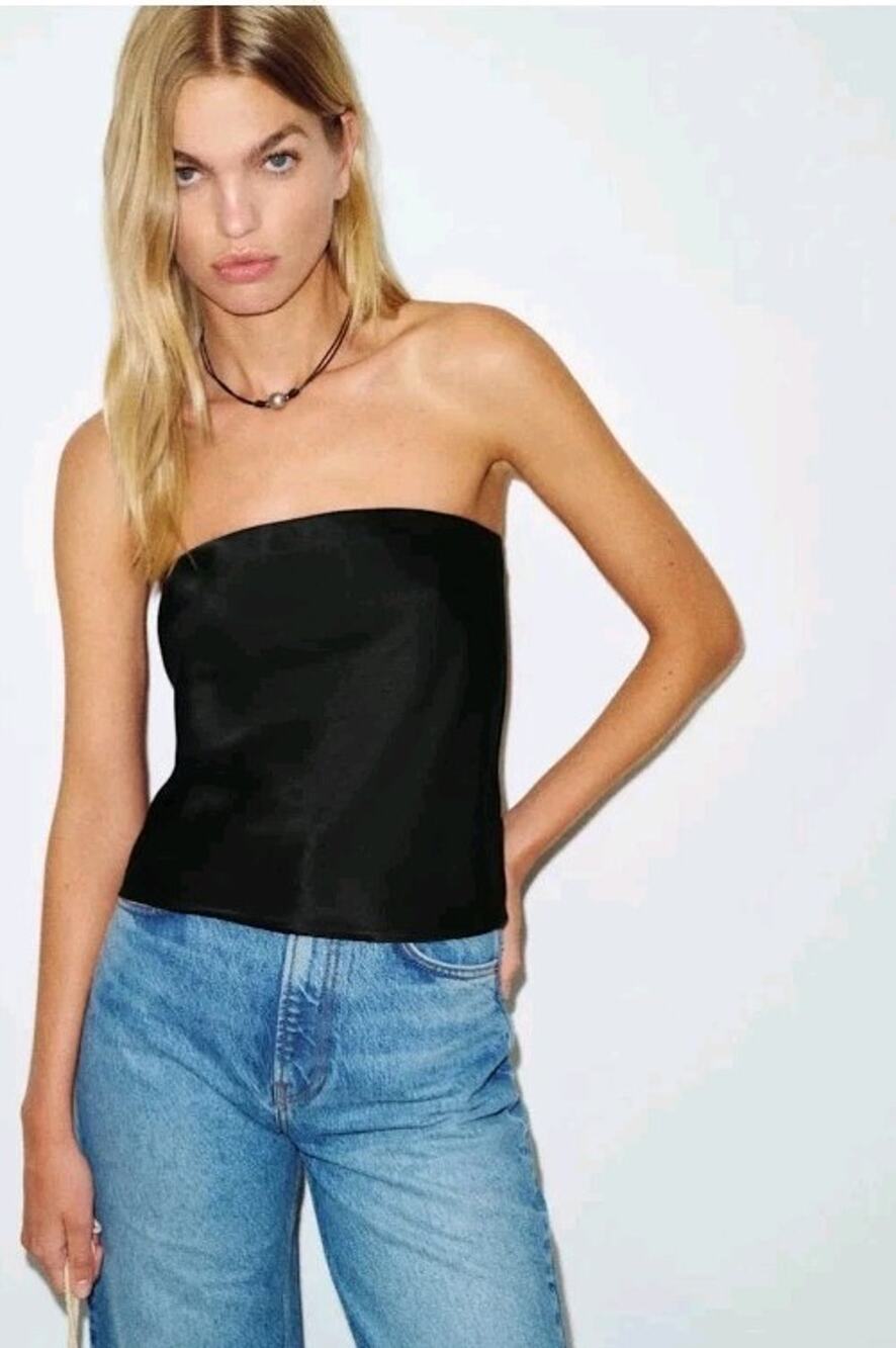 Reformation Spritz Silk Top Strapless XL